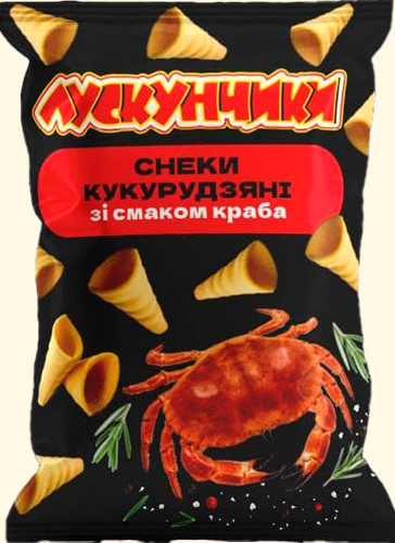 Снеки кукурудзяні зі смаком крабів